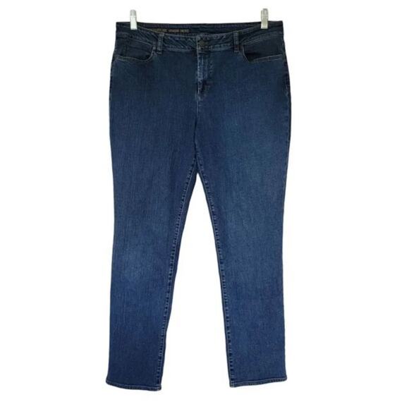 Vintage Signature Straight Leg Jeans Dark Wash Blue Women Sz 14 Stretch Classic - Picture 1 of 11